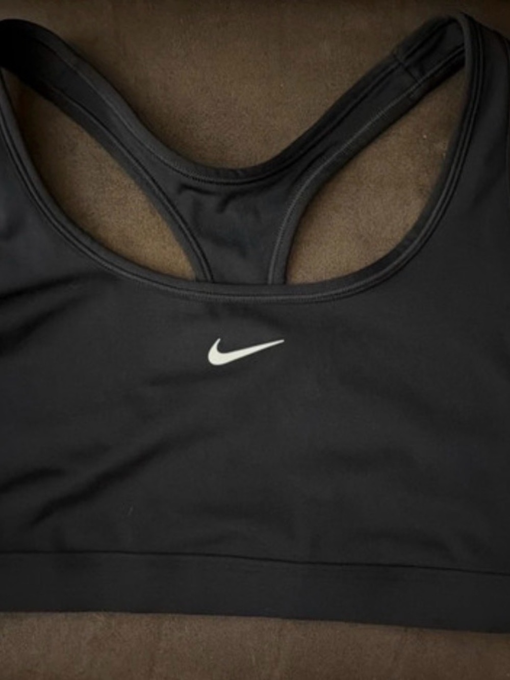 Nike Black Racerback Training Sports Bra with White Swoosh